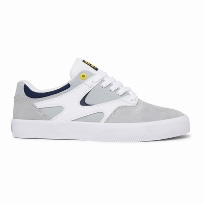 DC Kalis Vulc Men's White/Grey Skate Shoes Australia POM-296